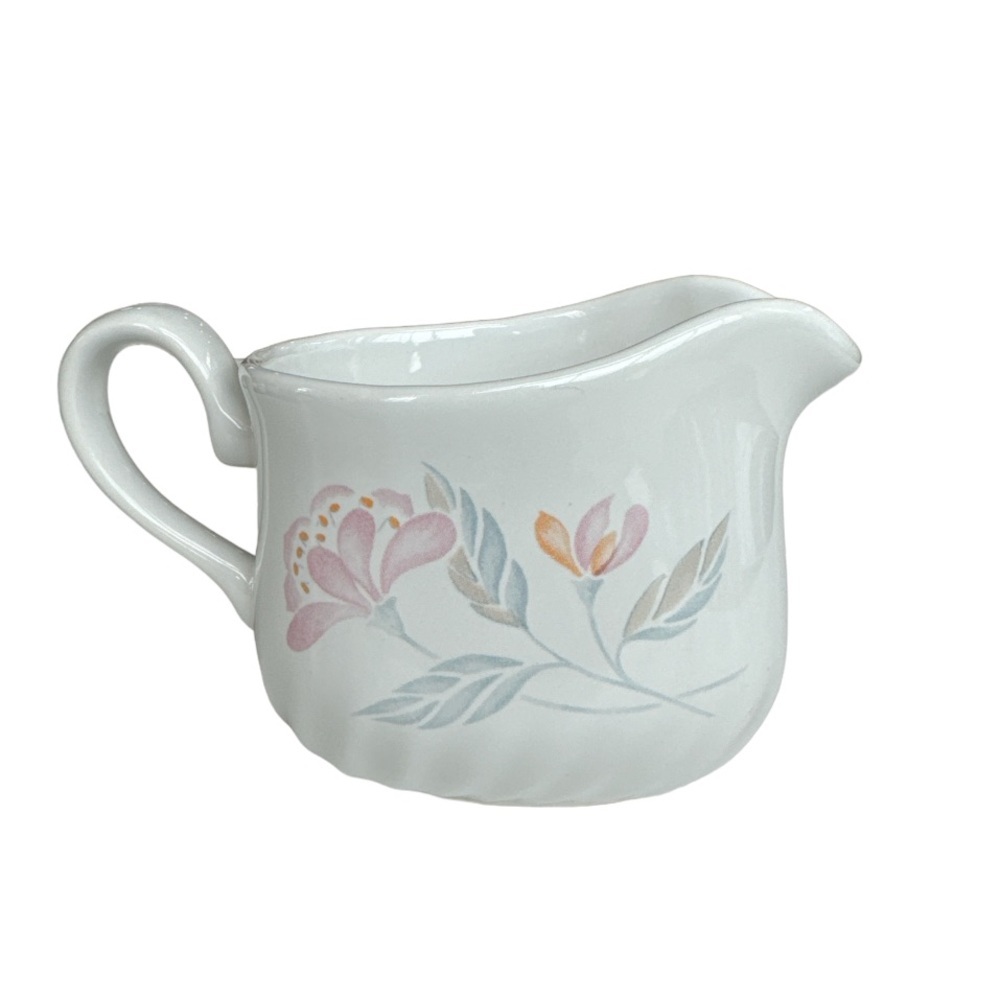 Corning Corelle Pink Trio Gravy Boat White Pink Swirl Pattern